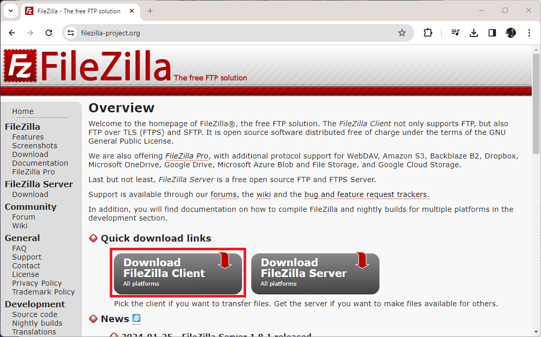 Скачивание FileZilla File Transfer Protocol FTP Client