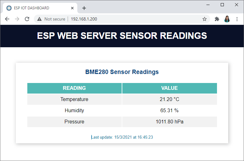 ESP32 BME280 Sensor Readings Web Server Table