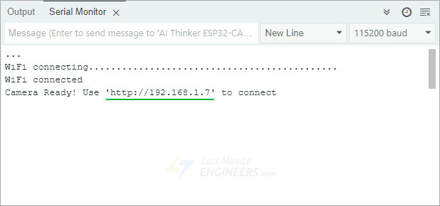 IP-адрес CameraWebServer ESP32-CAM