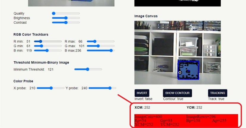 ESP32-CAM Отслеживание цвета Выходные сообщения X Y координаты