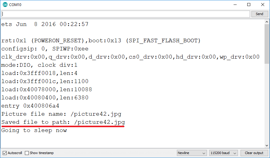 ESP32-CAM Serial Monitor: съёмка фото и сохранение на MicroSD карту