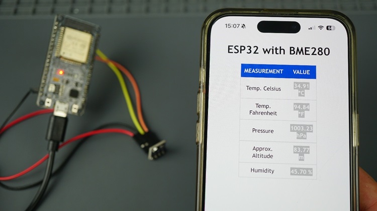 ESP32 Отображение показаний датчика BME280 на веб-сервере