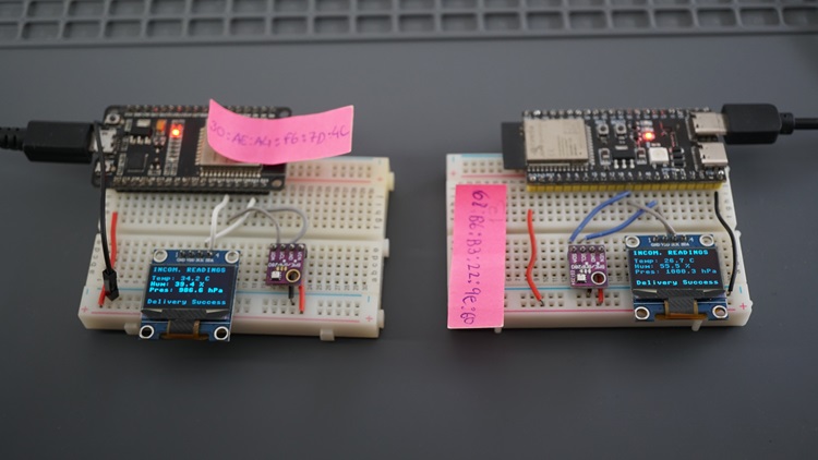 Обмен показаниями датчика BME280 между ESP32 через ESP-NOW
