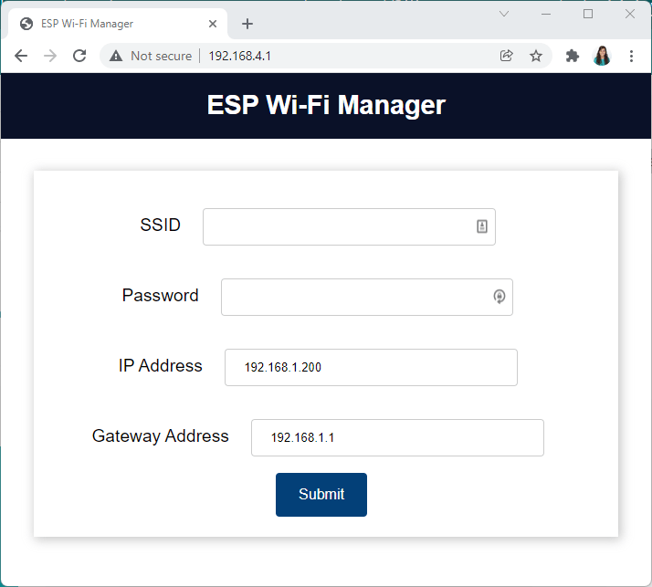 ESP32 ESP8266 Wi-Fi Manager поля