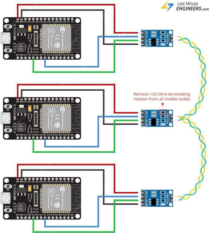 Подключение многоузловой CAN-сети ESP32