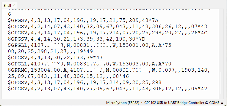 ESP32 с NEO-6M — чтение сырых GPS-данных