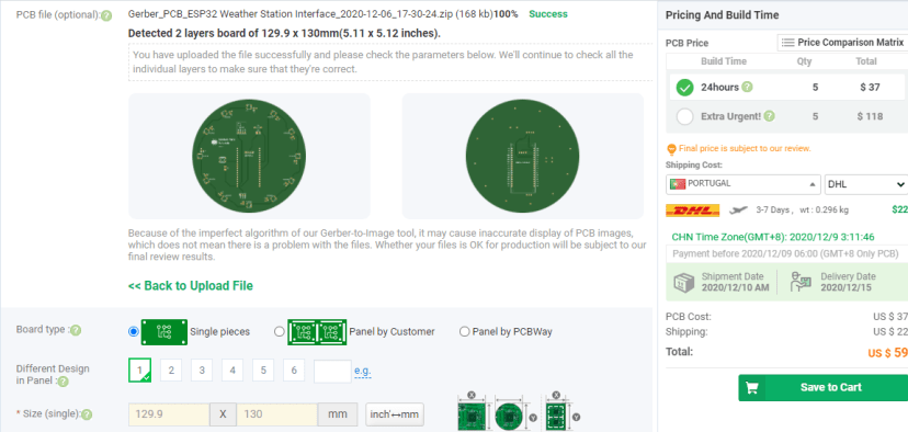 ESP32 PCB Weather Station Interface Final PCB PCBWay Order PCB