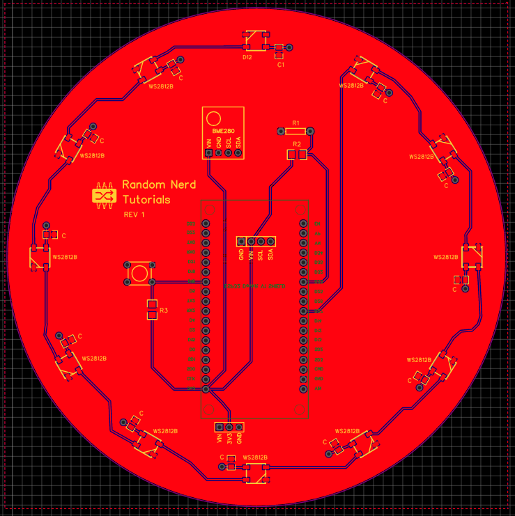 ESP32 PCB Weather Station Interface PCB Layout