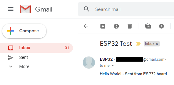 ESP32 SMTP-сервер — отправка письма с обычным текстом