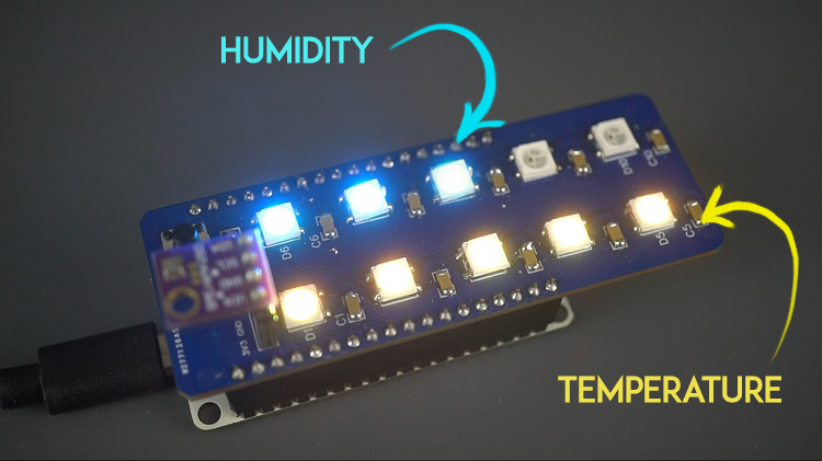 ESP32 Status Indicator Sensor Shield Temperature Humidity Range RGB LEDs