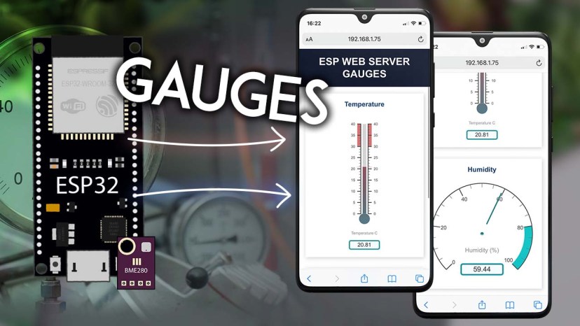 ESP32 Web Server Display Sensor Readings in Gauges Arduino IDE