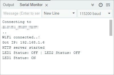 Вывод монитора порта — управление светодиодами