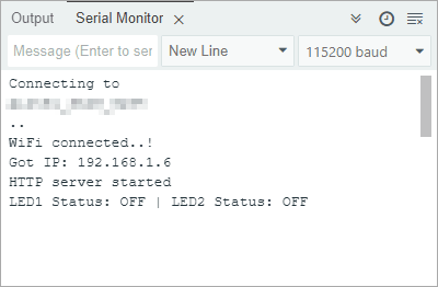 Вывод монитора порта — страница открыта