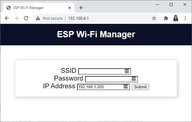 ESP32 Wi-Fi Manager Web Page