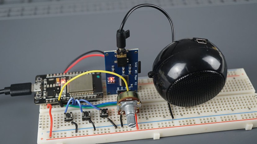 ESP32 YX5300 YX6300 MP3-плеер с кнопками управления демонстрация схемы