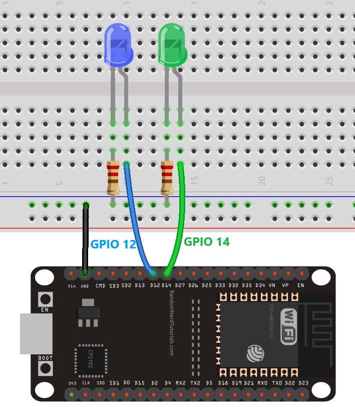 ESP32 асинхронное программирование MicroPython - мигание несколькими светодиодами