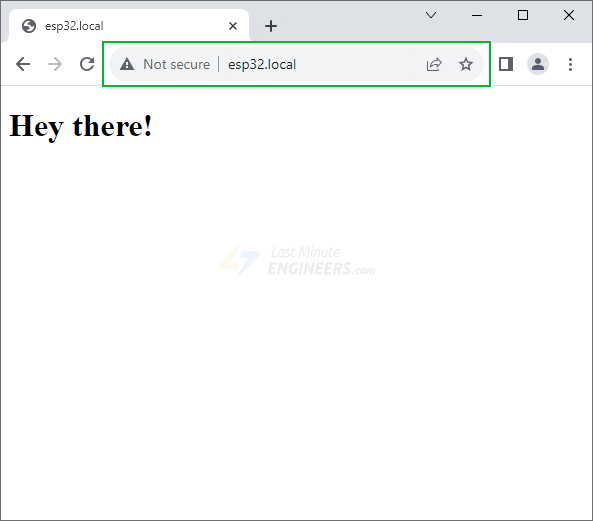 Скриншот веб-сервера ESP32 mDNS на рабочем столе