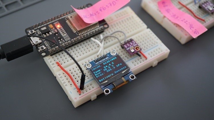 ESP32 ESP-NOW двусторонняя связь — обмен показаниями датчиков и отображение на OLED