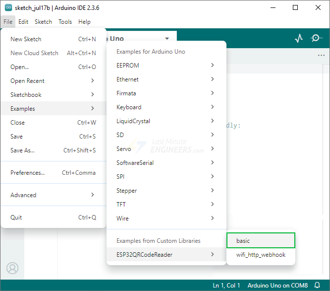Базовый скетч библиотеки ESP32QRCodeReader