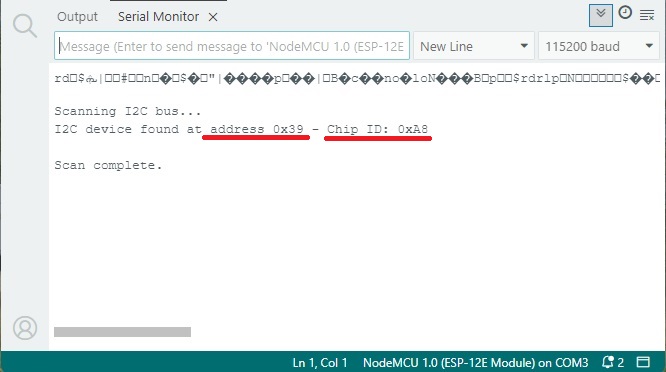 APDS9960 -- получение I2C-адреса и Chip ID