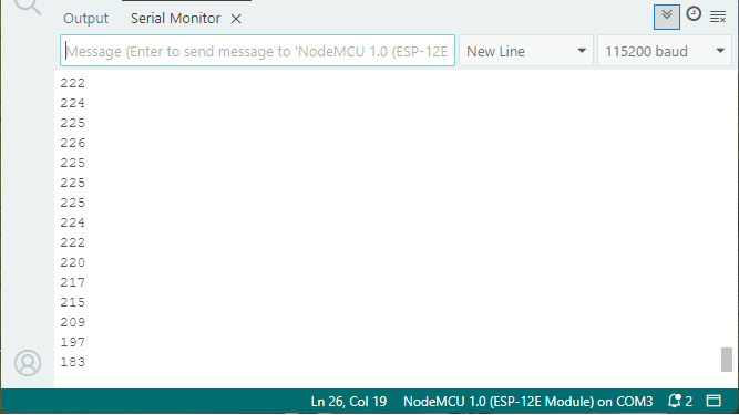 ESP8266 APDS9960 -- тестирование датчика приближения -- монитор порта