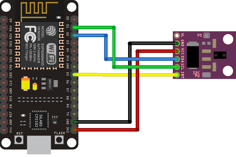 Схема подключения датчика APDS9960 к ESP8266