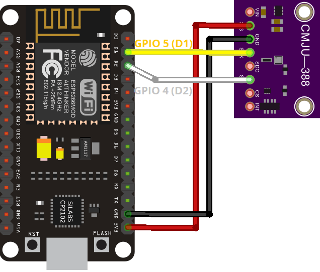 Схема подключения ESP8266 BMP388 I2C с Arduino