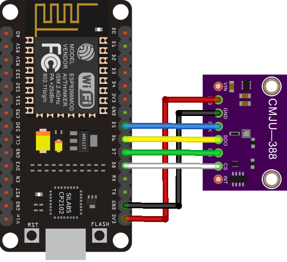 Схема подключения ESP8266 BMP388 SPI с Arduino