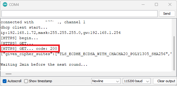 ESP8266 HTTPS пример демонстрация монитор порта