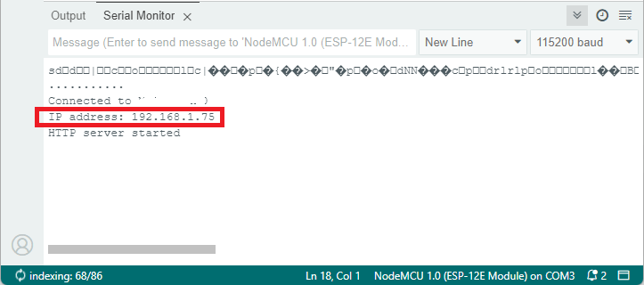 IP-адрес ESP8266 в Serial Monitor