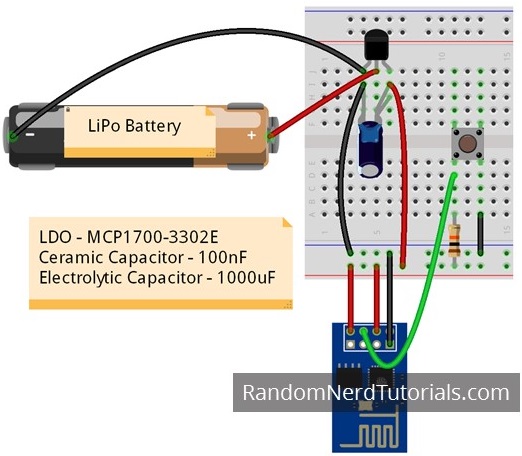 ESP8266 LiPo Li-ion Batteries circuit
