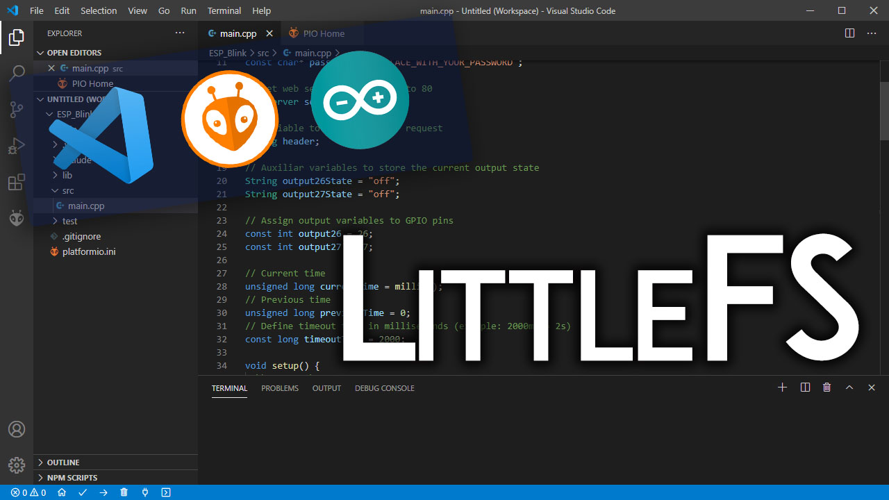 ESP8266 NodeMCU с VS Code и PlatformIO IDE загрузка файлов в файловую систему LittleFS