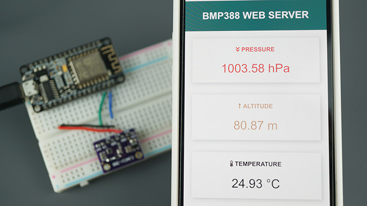 ESP8266 NodeMCU датчик BMP388 высота давление температура Arduino веб-сервер