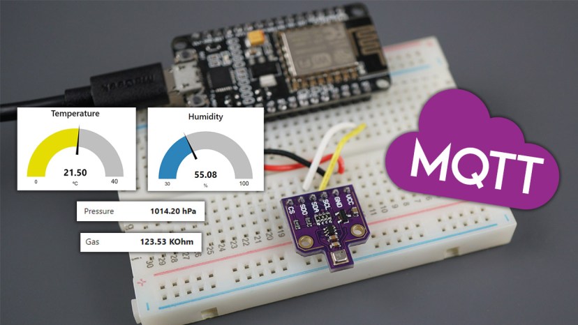 ESP8266 NodeMCU MQTT публикация показаний BME680 температура влажность давление газ Arduino IDE