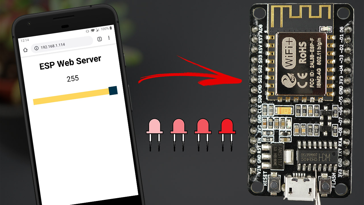 ESP8266 NodeMCU Веб-сервер со слайдером для управления яркостью светодиода через ШИМ с использованием Arduino IDE