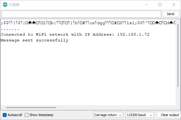 ESP8266 отправка сообщения в WhatsApp - монитор последовательного порта