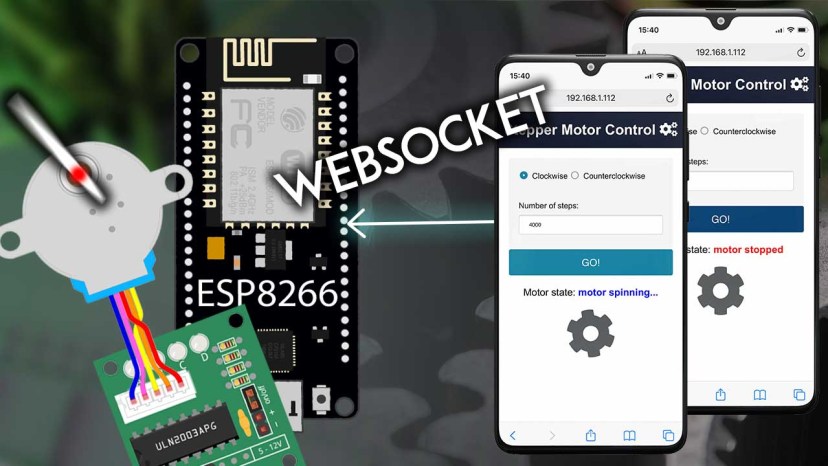 Веб-сервер ESP8266 NodeMCU для управления шаговым двигателем через WebSocket Arduino IDE