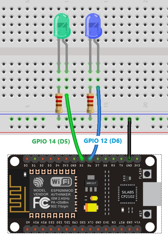 ESP8266 асинхронное программирование MicroPython - мигание несколькими светодиодами