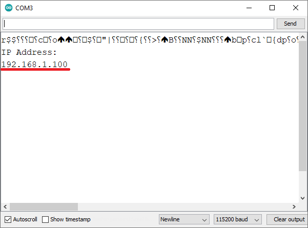 ESP8266 NodeMCU получение IP-адреса в мониторе порта Arduino IDE