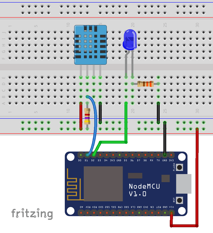 Схема подключения ESP8266 MQTT Node-RED
