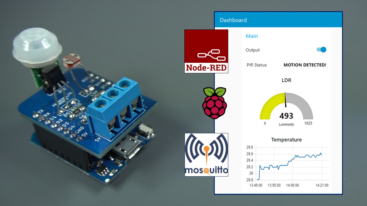 Мультисенсорный шилд ESP8266 с Node-RED