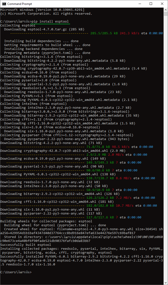 Установка ESPTool через pip