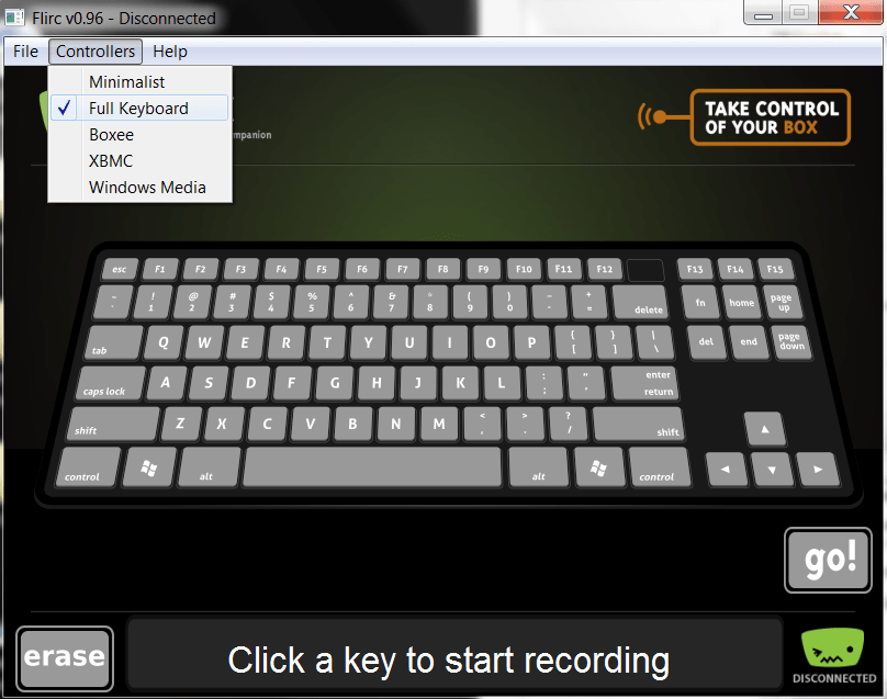 FLIRC — полная клавиатура для привязки к пульту