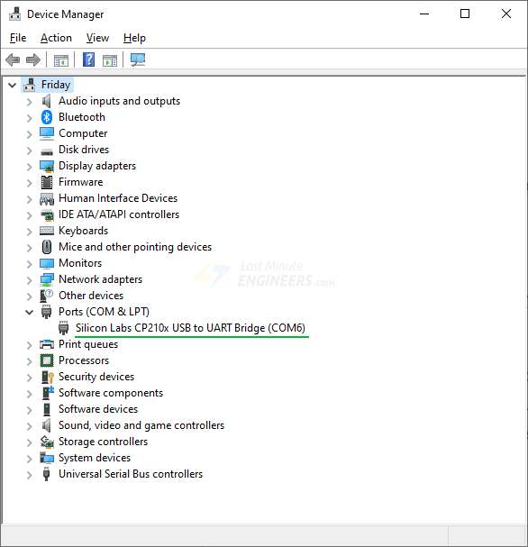 Поиск ESP32 в диспетчере устройств