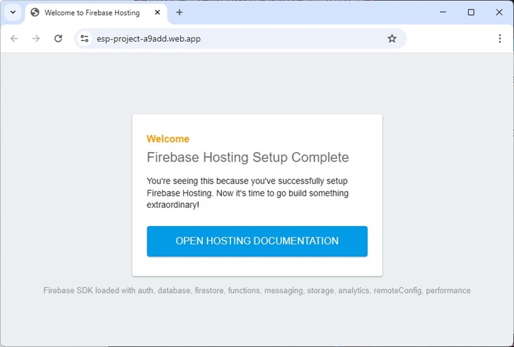 Настройка Firebase Hosting завершена