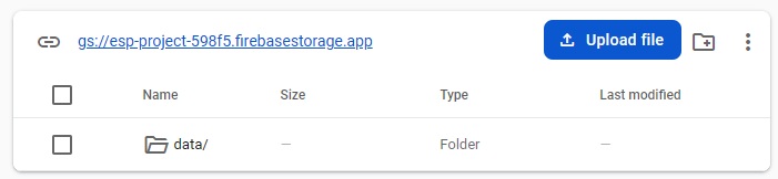 Папка создана в Firebase Storage