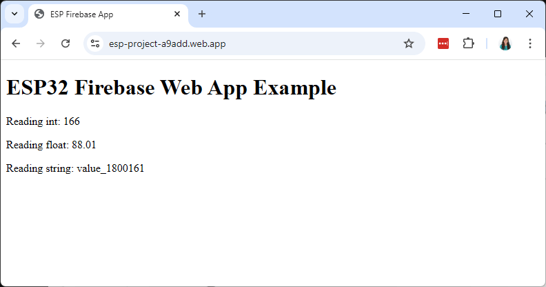 Firebase веб-приложение — отображение значений из RTDB ESP32