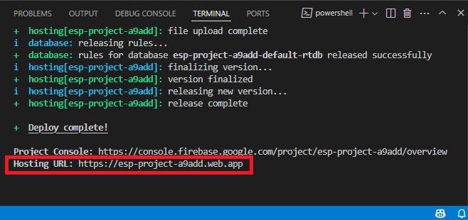 Развёртывание проекта Firebase — URL хостинга