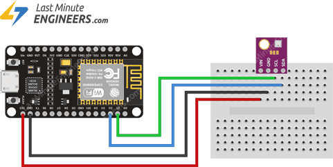 Схема подключения ESP8266 к датчику температуры, влажности и давления BME280 (Fritzing)