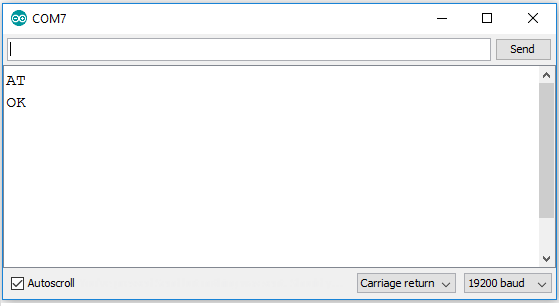 Ответ OK от GSM-модуля SIM900 в мониторе последовательного порта
